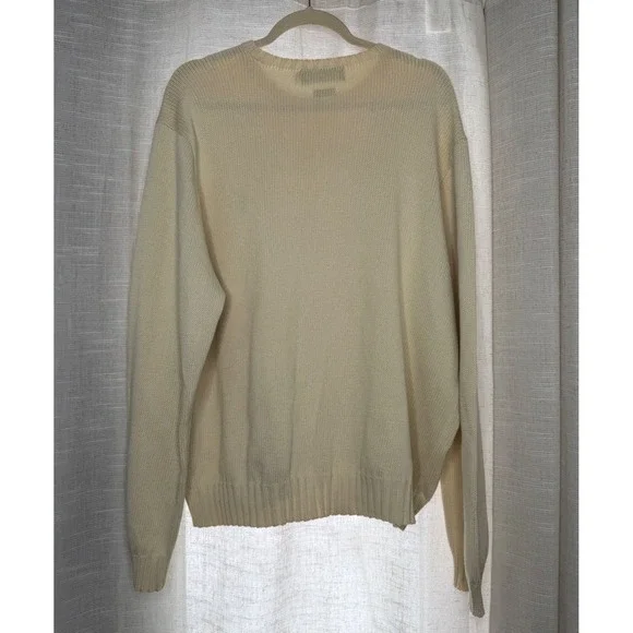 Vintage Polo Ralph Lauren Knit Sweater Cotton Ivory Pony Crew Men's Size XXL - Picture 2 of 9